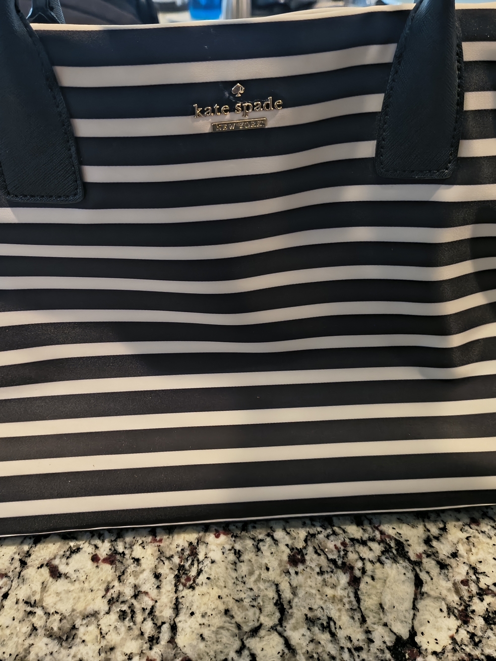 Kate Spade Black and White Striped Tote
